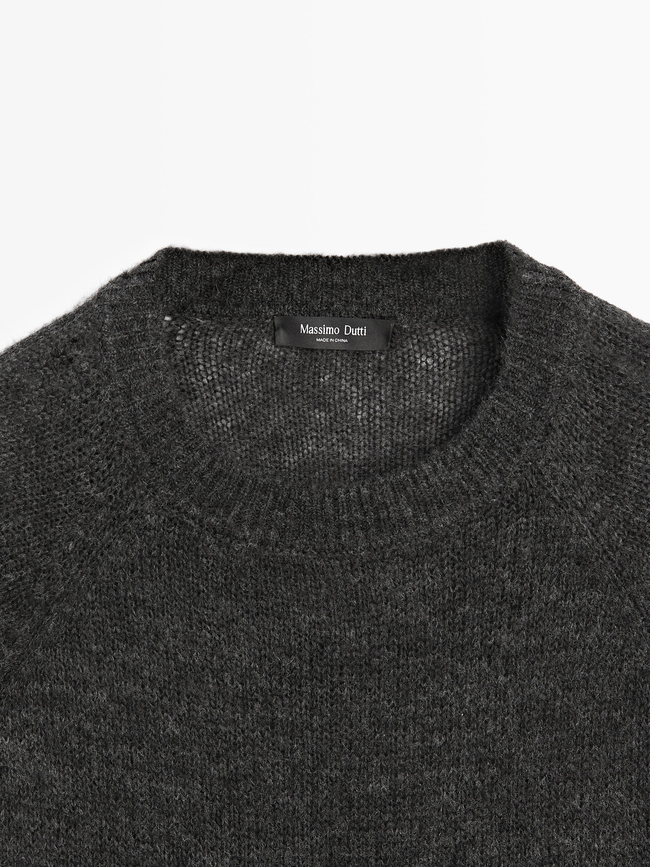 Knit alpaca and wool blend raglan sleeve sweater